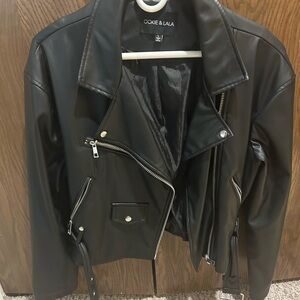 Black Faux Leather Moto Jacket